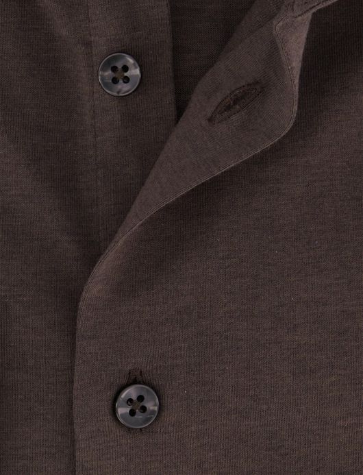 Ledub overhemd bruin katoen effen