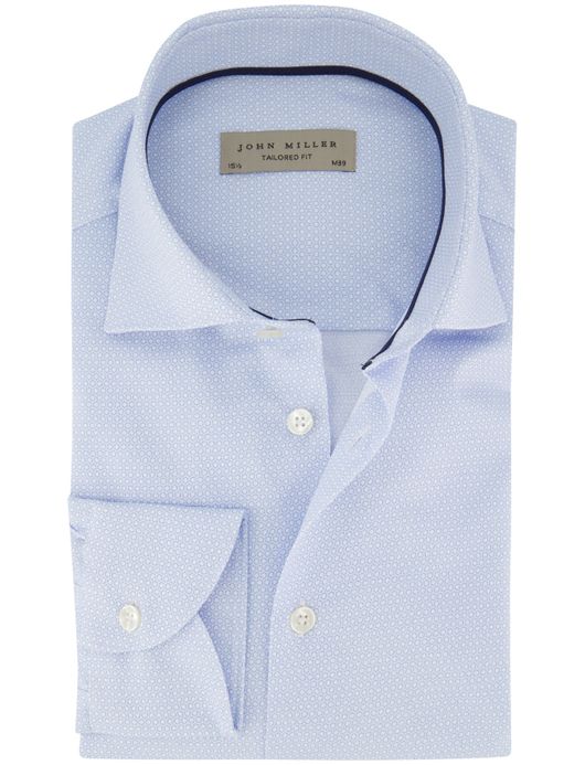 John Miller Tailored Fit ml 5 overhemd lichtblauw patroon