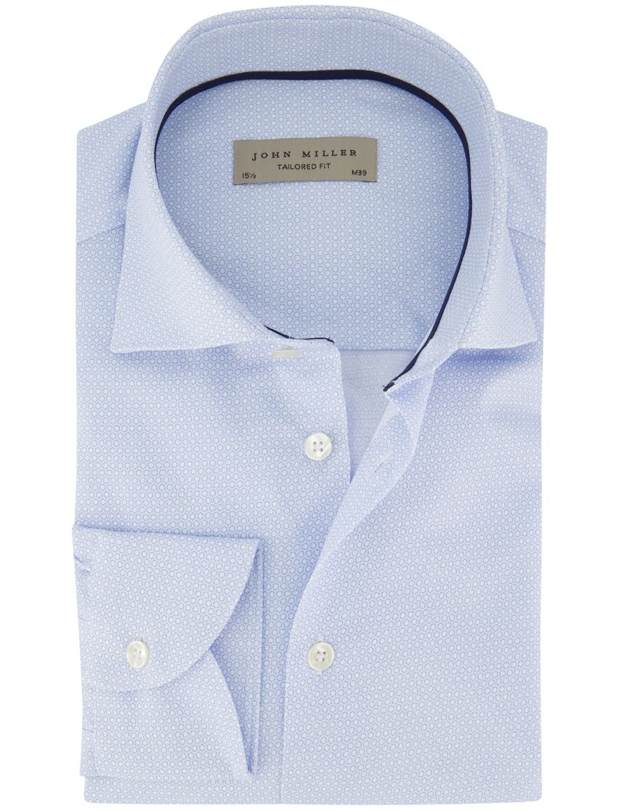 John Miller Tailored Fit ml 5 overhemd lichtblauw patroon