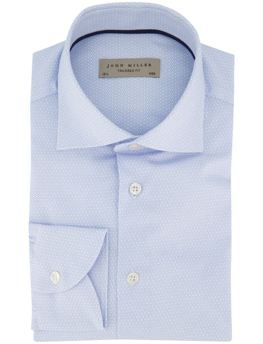John Miller Tailored Fit ml 5 overhemd lichtblauw patroon