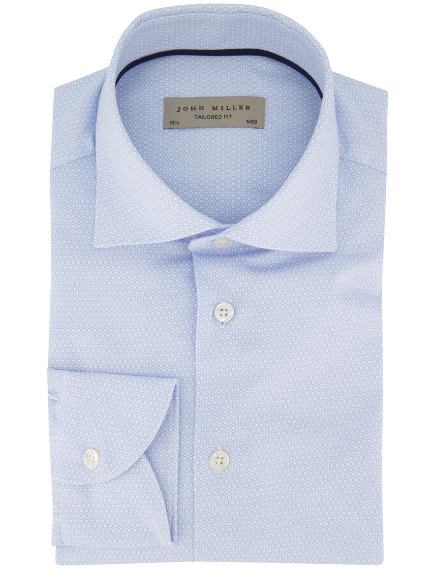 John Miller Tailored Fit ml 5 overhemd lichtblauw patroon