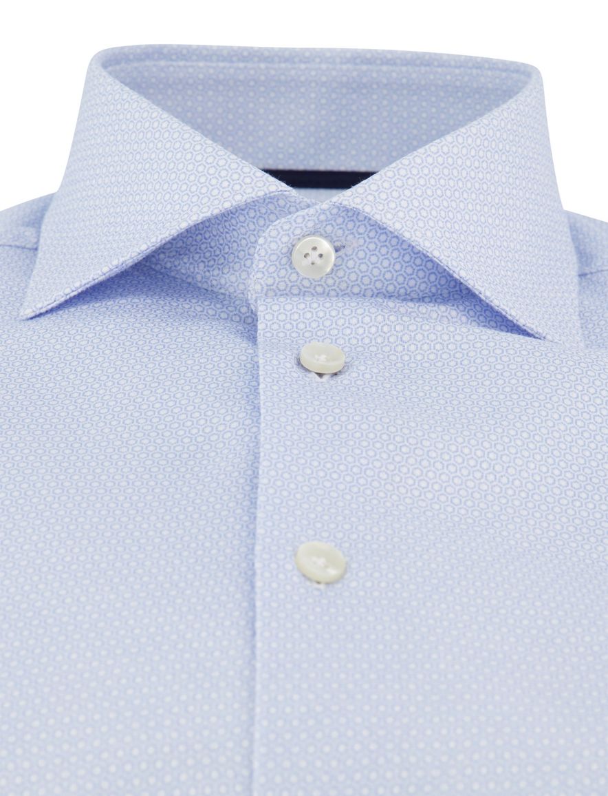 John Miller Tailored Fit ml 5 overhemd lichtblauw patroon