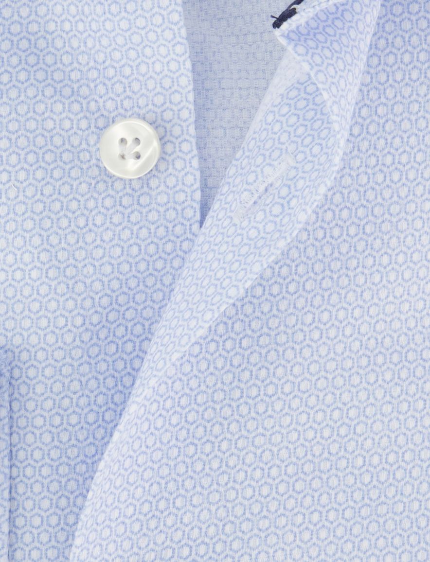 John Miller Tailored Fit ml 5 overhemd lichtblauw patroon