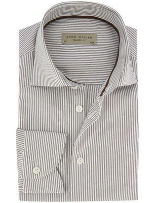 John Miller Overhemd John Miller Tailored Fit ml 5 bruin gestreept