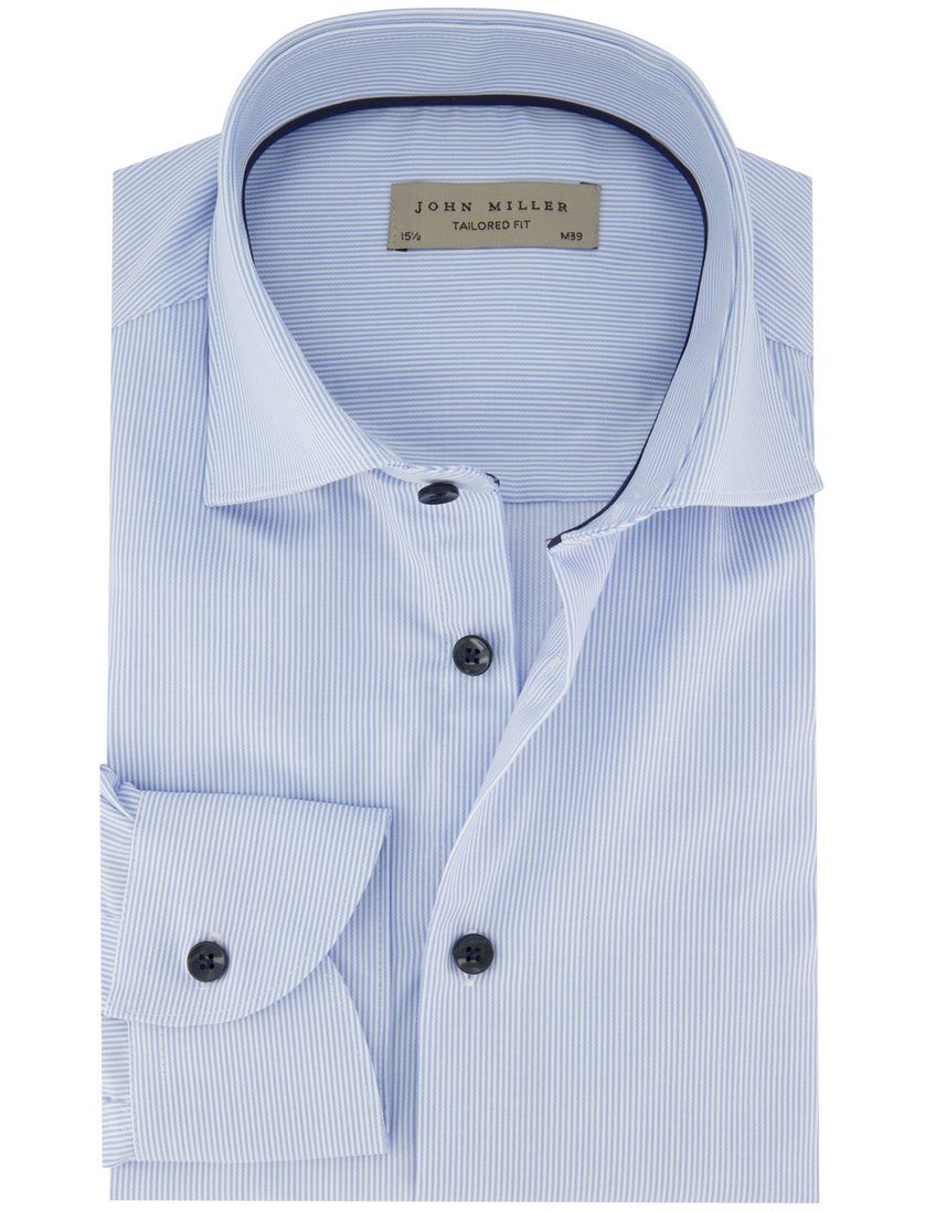 Lichtblauw overhemd John Miller mouwlengte 7 katoen