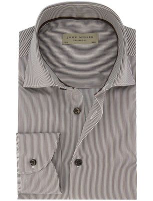 John Miller Overhemd John Miller mouwlengte 7 bruin wit gestreept