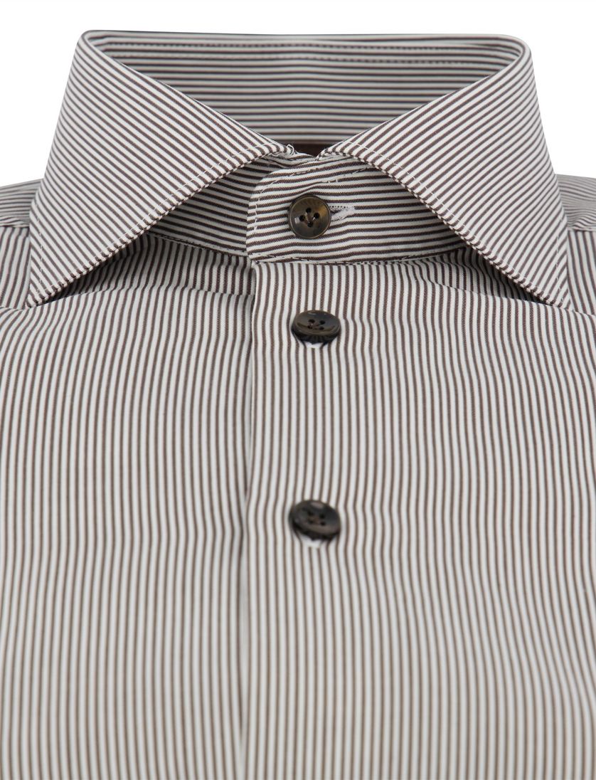 Bruin wit gestreept John Miller overhemd ml 7