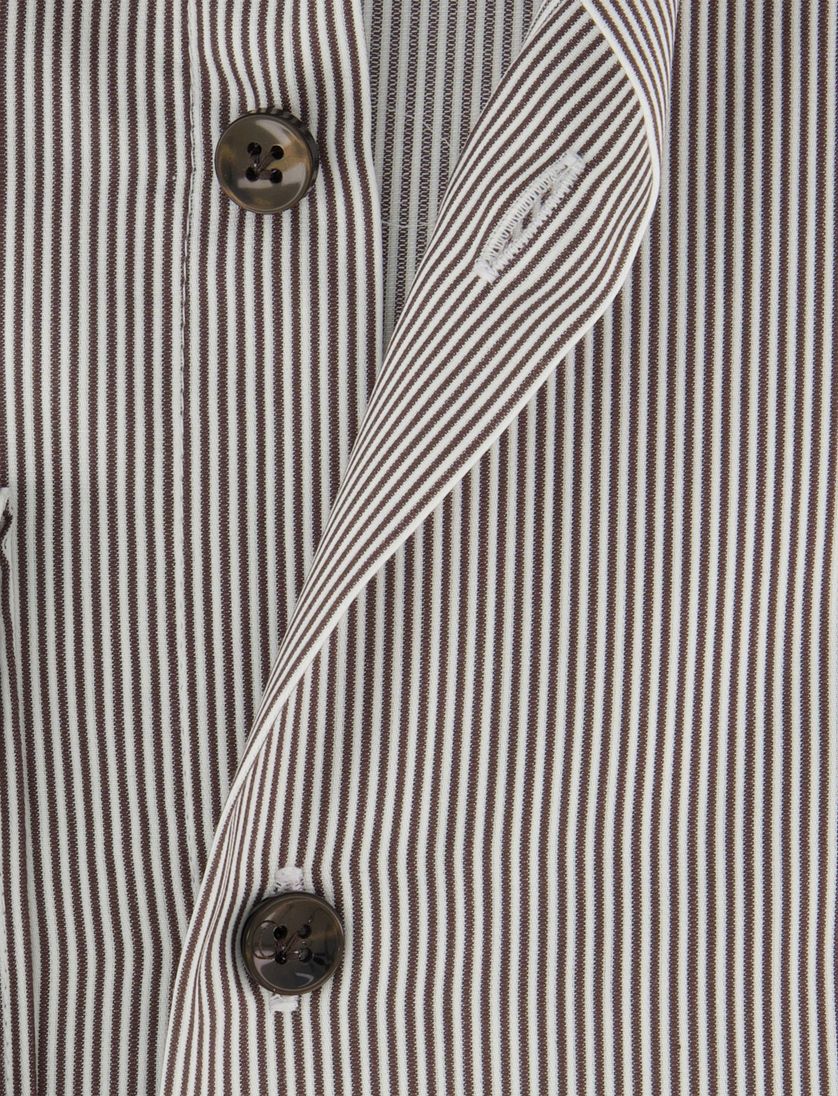 Bruin wit gestreept John Miller overhemd ml 7