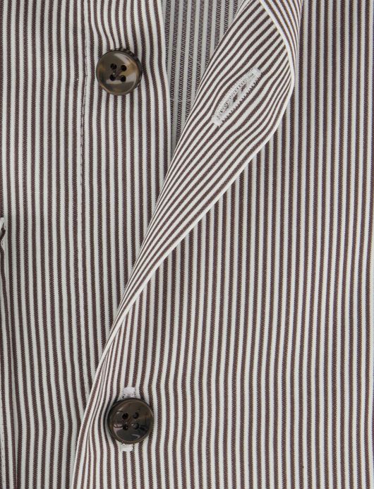 John Miller overhemd ml 7 bruin wit gestreept