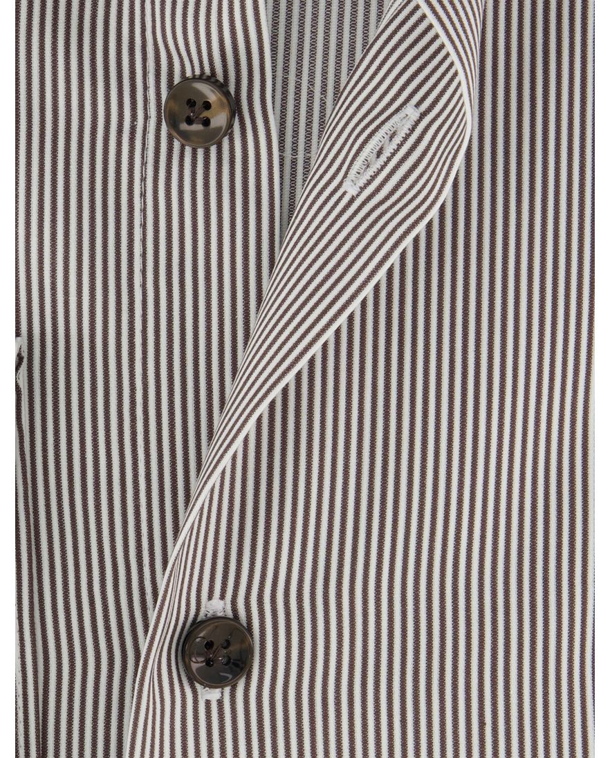 Overhemd John Miller mouwlengte 7 bruin wit gestreept