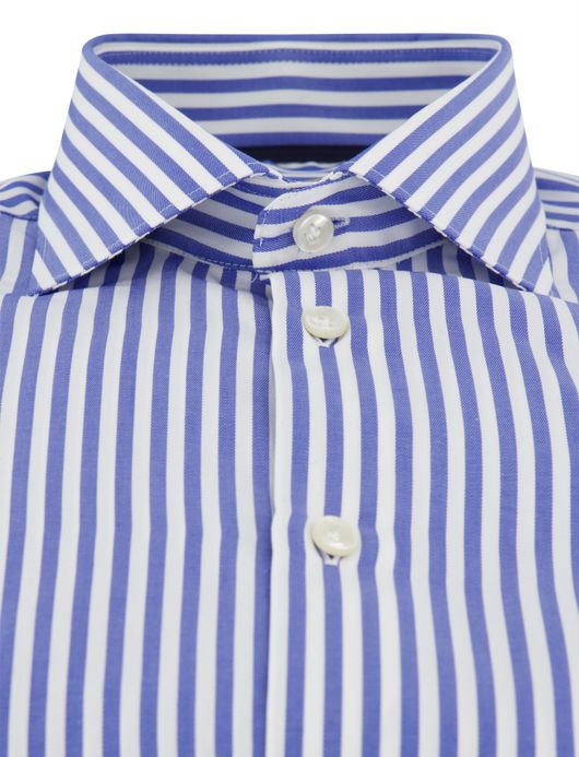 John Miller overhemd Tailored Fit ml 7 blauw gestreept