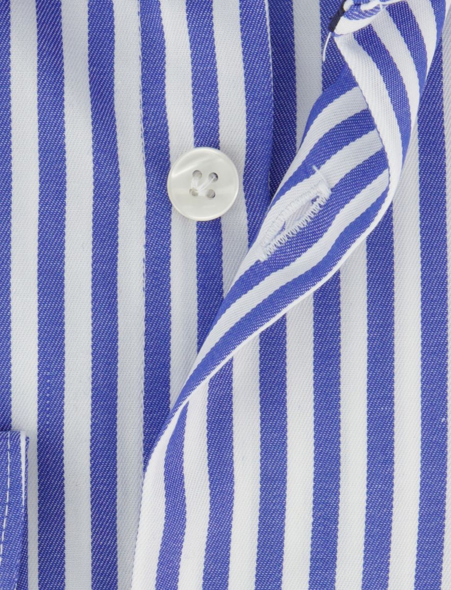 John Miller overhemd Tailored Fit ml 7 blauw gestreept