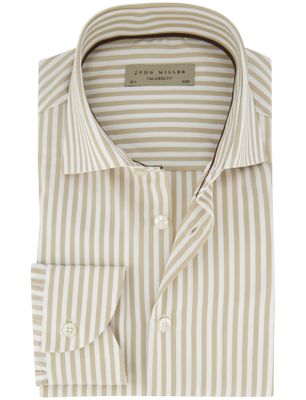 John Miller John Miller overhemd ml 5 beige gestreept