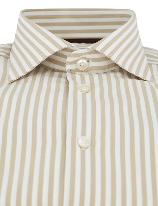 John Miller overhemd ml 5 beige gestreept