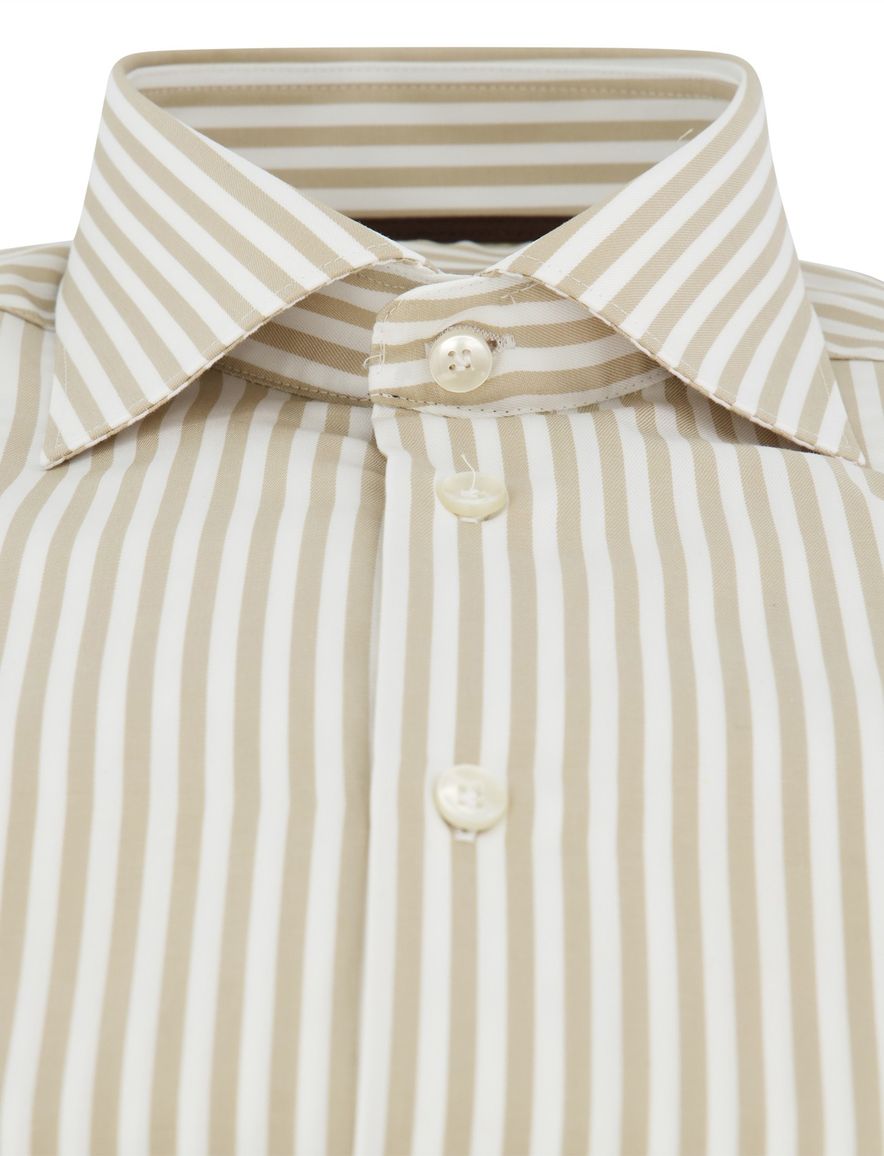 Overhemd John Miller Tailored Fit ml 5 beige gestreept