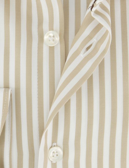 John Miller overhemd ml 5 beige gestreept