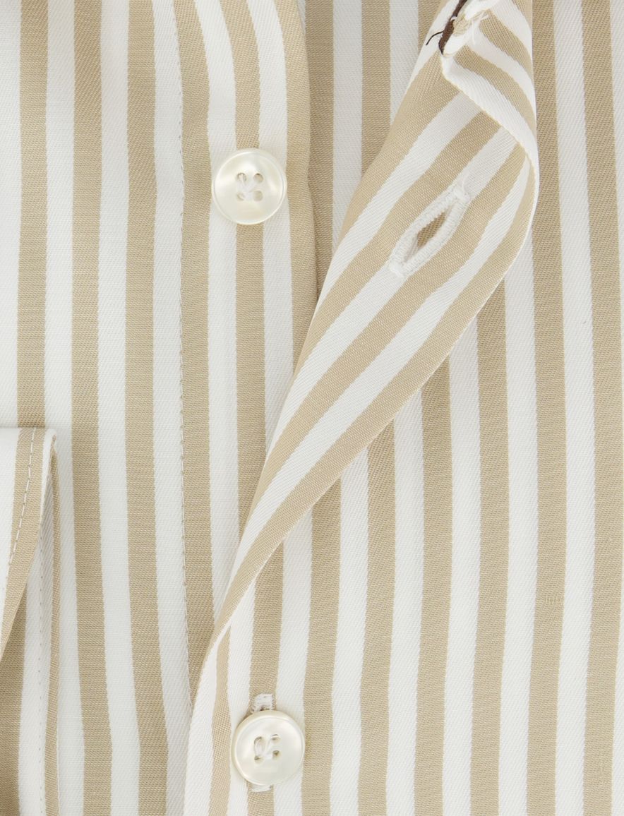 Overhemd John Miller Tailored Fit ml 5 beige gestreept