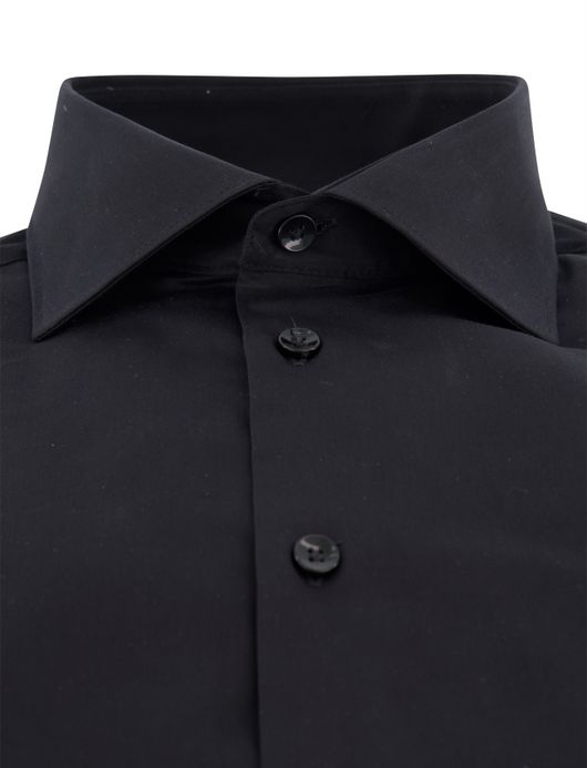 John Miller Tailored Fit overhemd ml 5 effen zwart