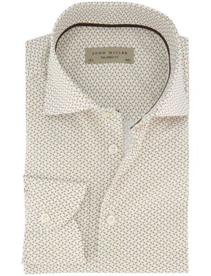 John Miller Overhemd John Miller Tailored Fit ml 7 bruin patroon