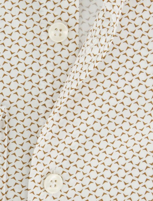 John Miller Tailored Fit overhemd mouwlengte 7 bruin geprint