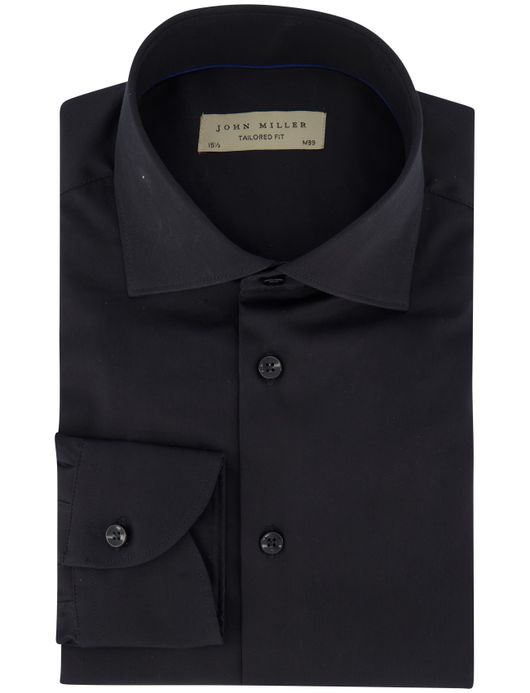John Miller Tailored Fit overhemd ml 5 zwart