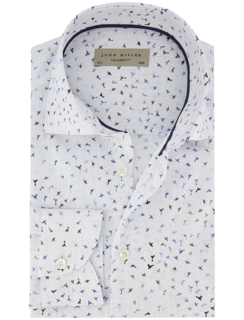 Blauw geprint John Miller overhemd ml 5