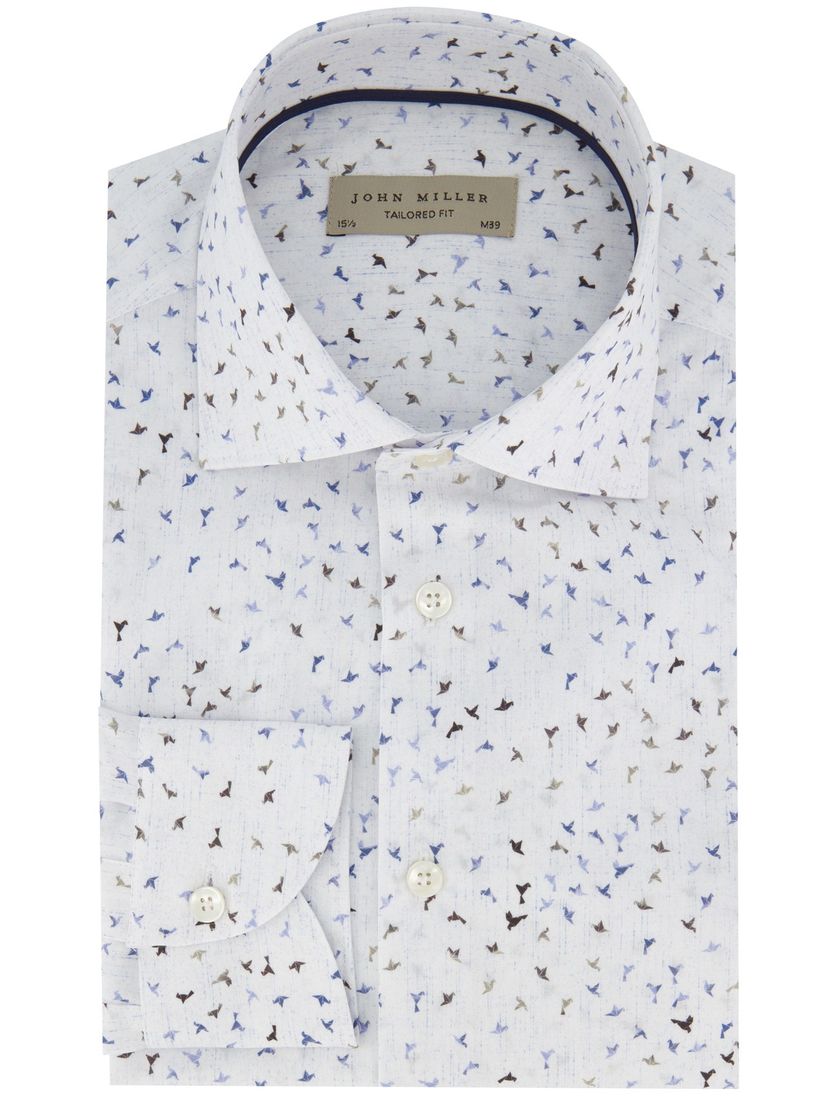 Blauw geprint John Miller overhemd ml 5