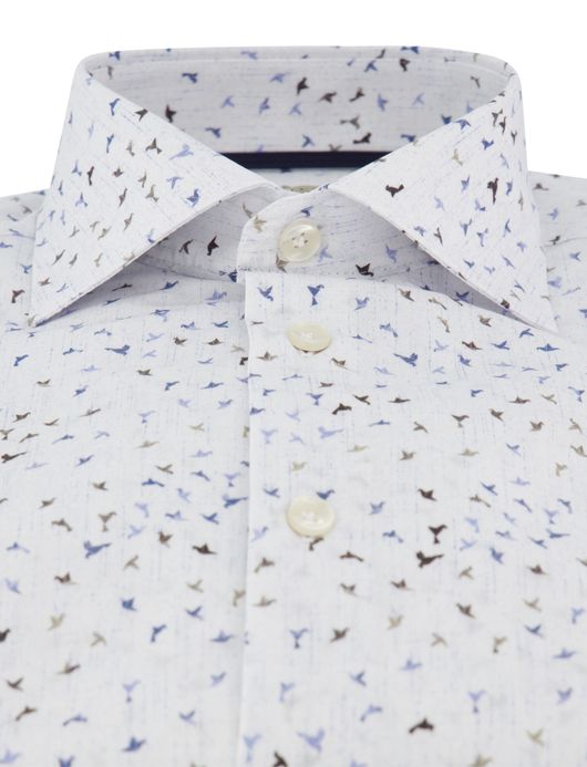 John Miller Tailored Fit overhemd ml 5 blauw geprint