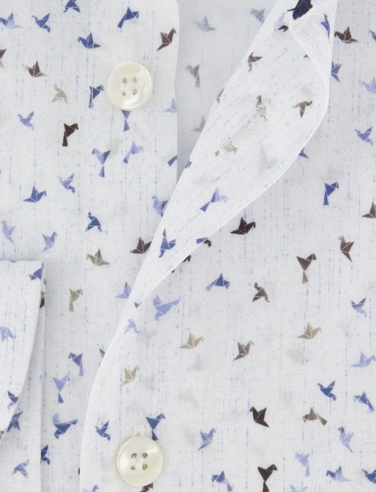 John Miller Tailored Fit overhemd ml 5 blauw geprint