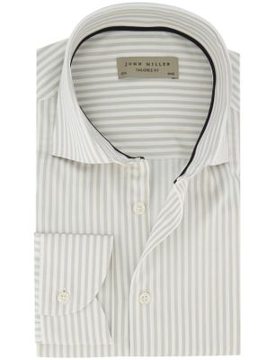 John Miller John Miller Tailored Fit overhemd ml 5 lichtgrijs gestreept