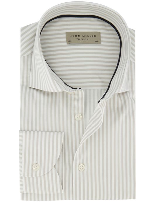 John Miller Tailored Fit overhemd ml 5 lichtgrijs gestreept