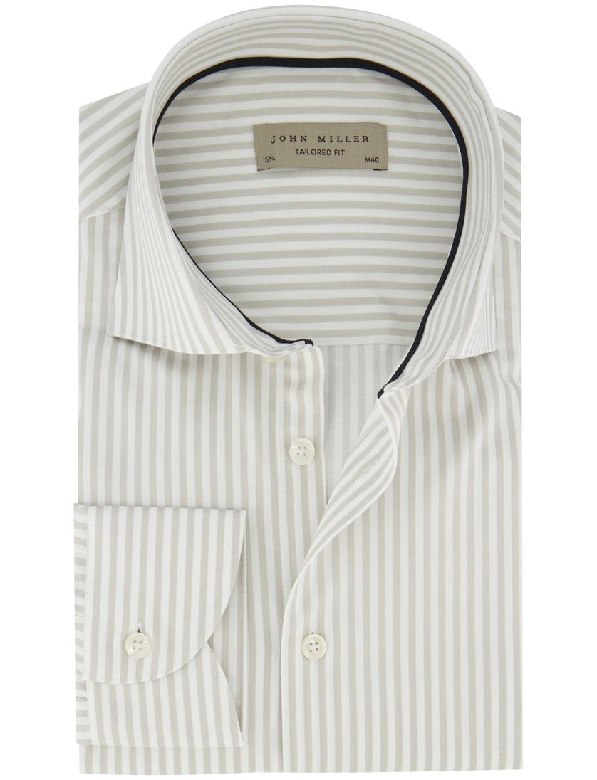 Lichtgrijs gestreept John Miller overhemd ml 5
