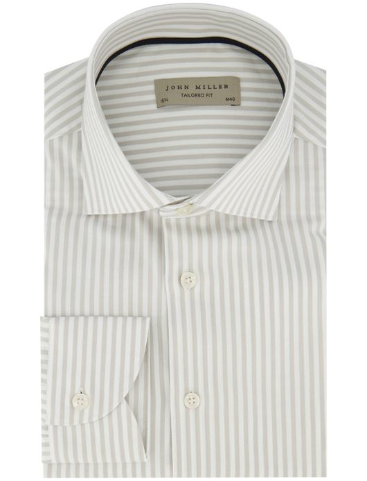 John Miller Tailored Fit overhemd ml 5 lichtgrijs gestreept