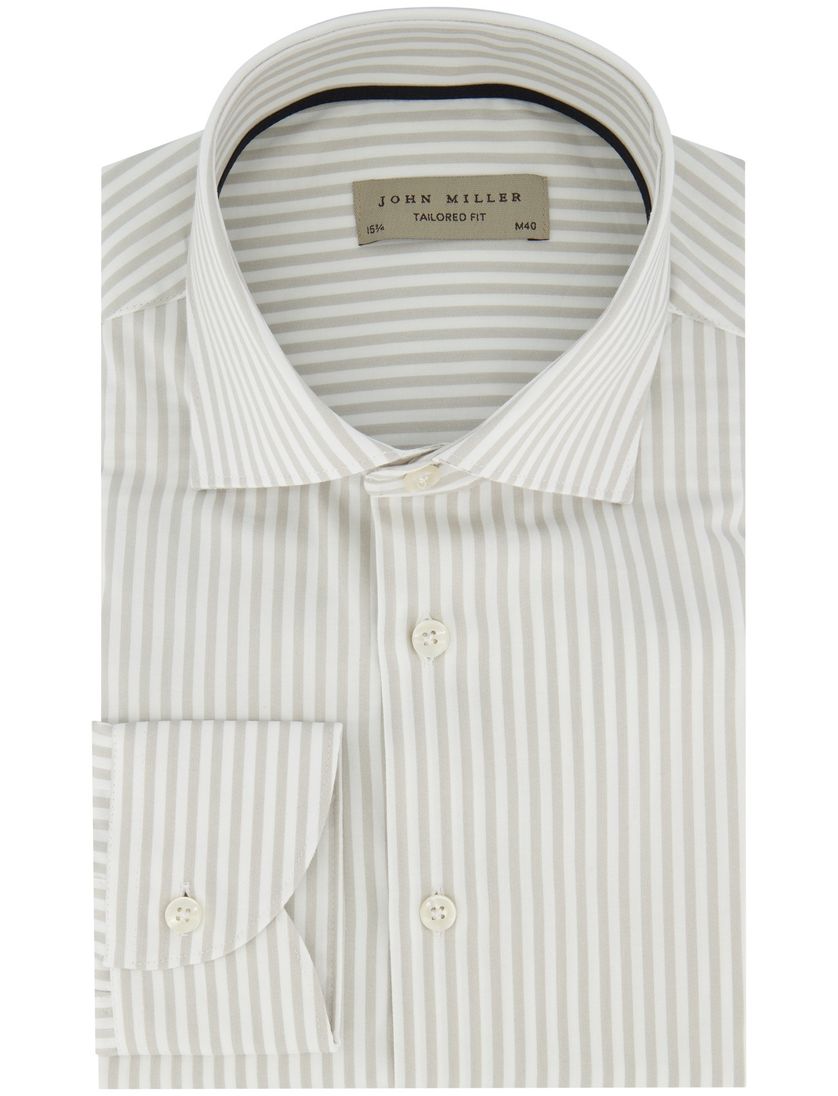 Lichtgrijs gestreept John Miller overhemd ml 5
