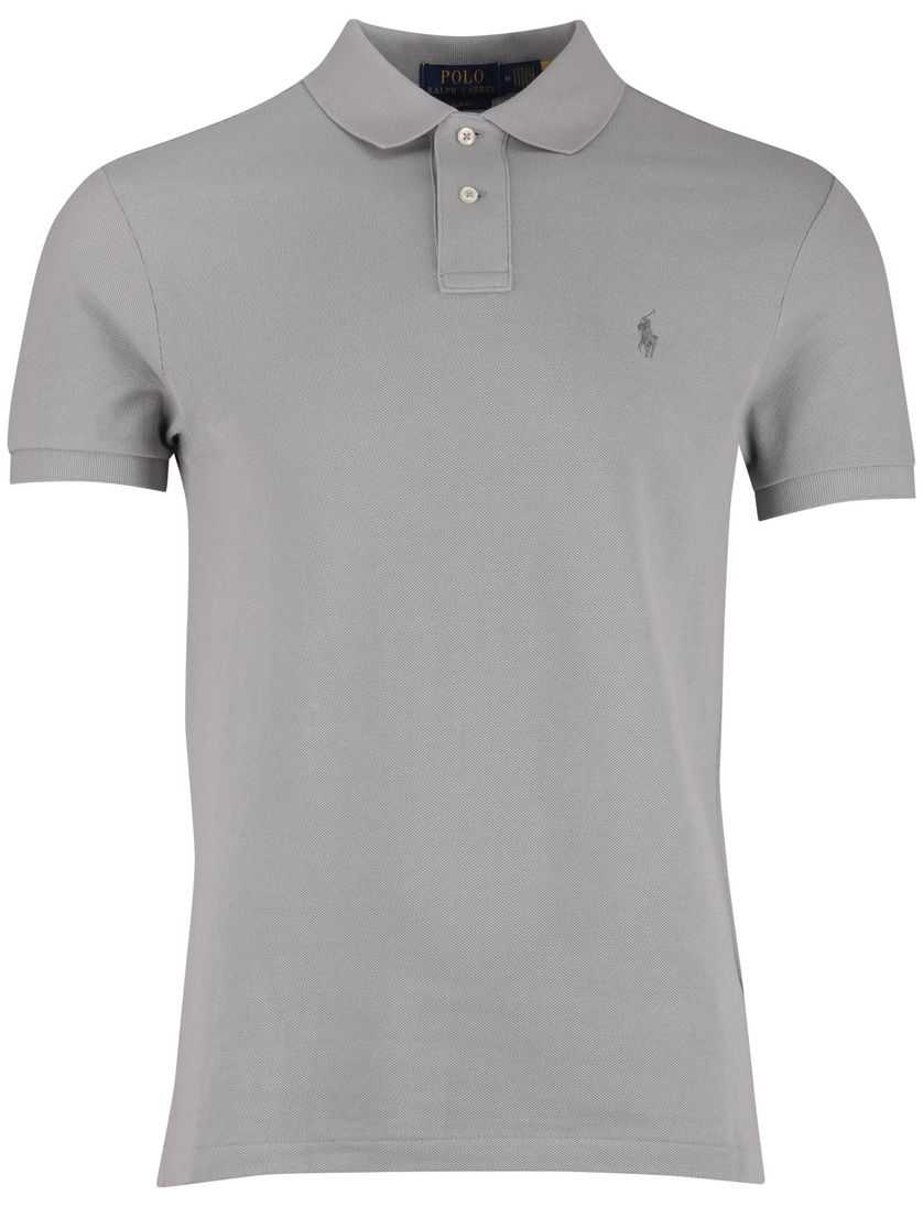 Polo Ralph Lauren slim fit poloshirt grijs effen