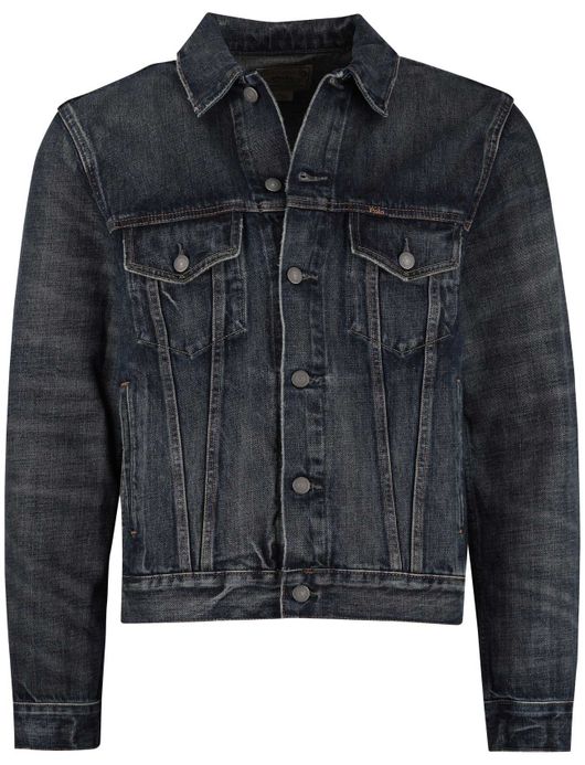 Polo ralph lauren spijkerjas blauw effen met borstzak