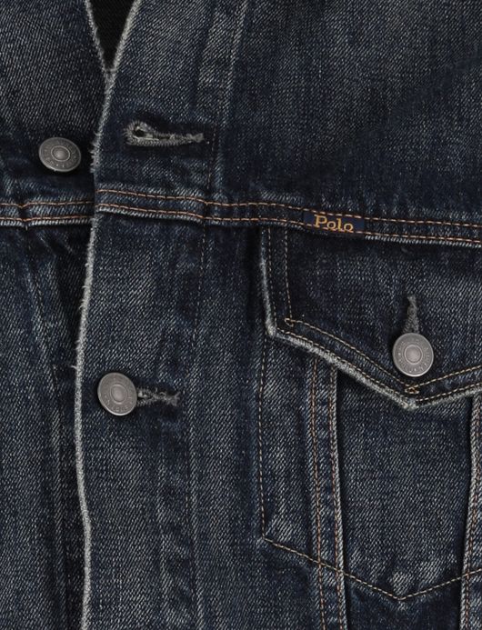 Polo ralph lauren spijkerjas blauw effen met borstzak