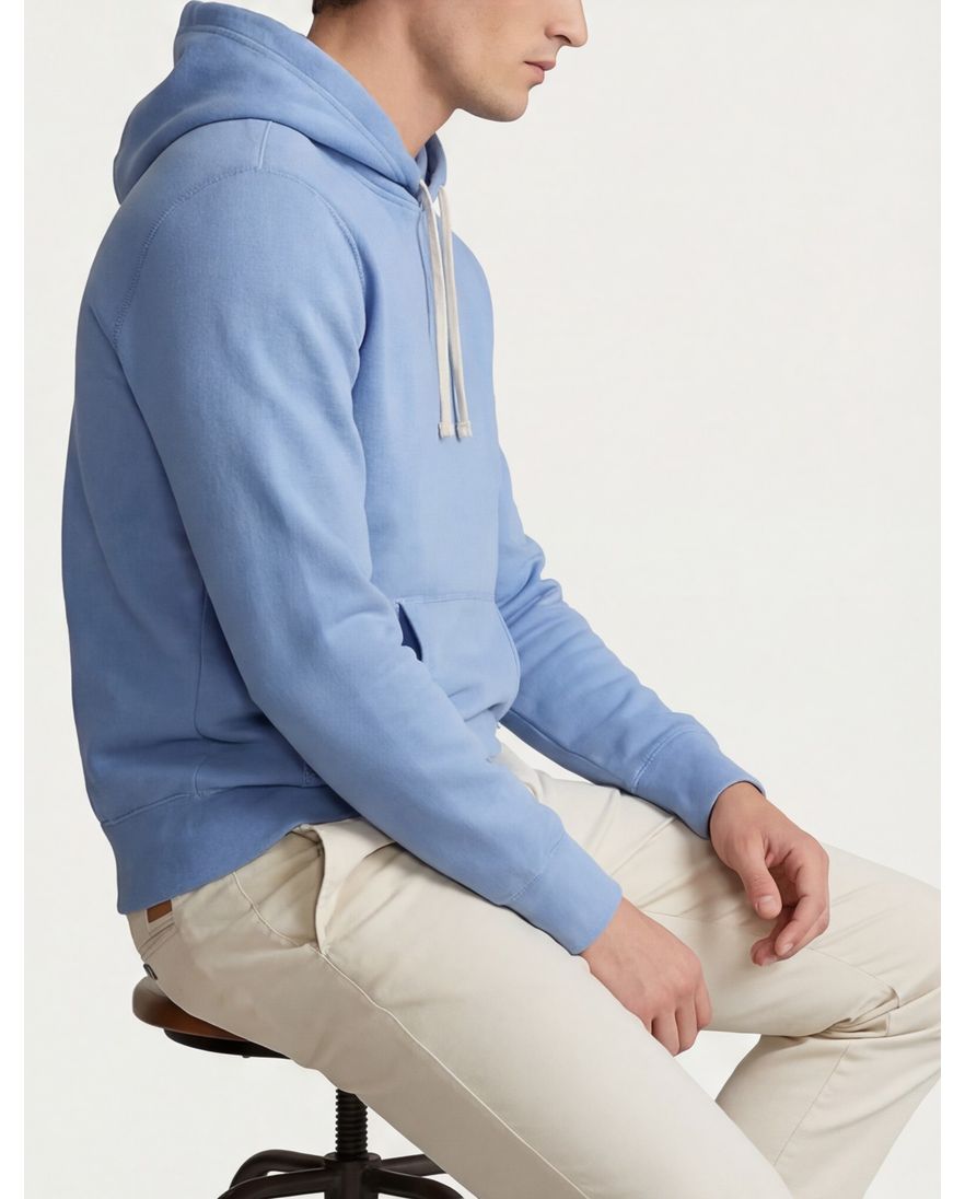 Polo Ralph Lauren hoodie effen blauw katoen normale fit