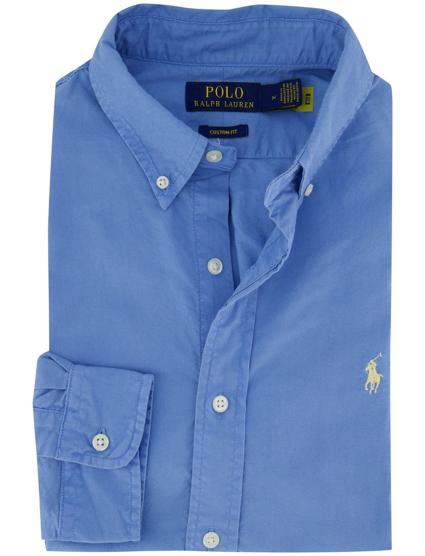 Blauwe Polo Ralph Lauren overhemd Custom Fit button-down boord
