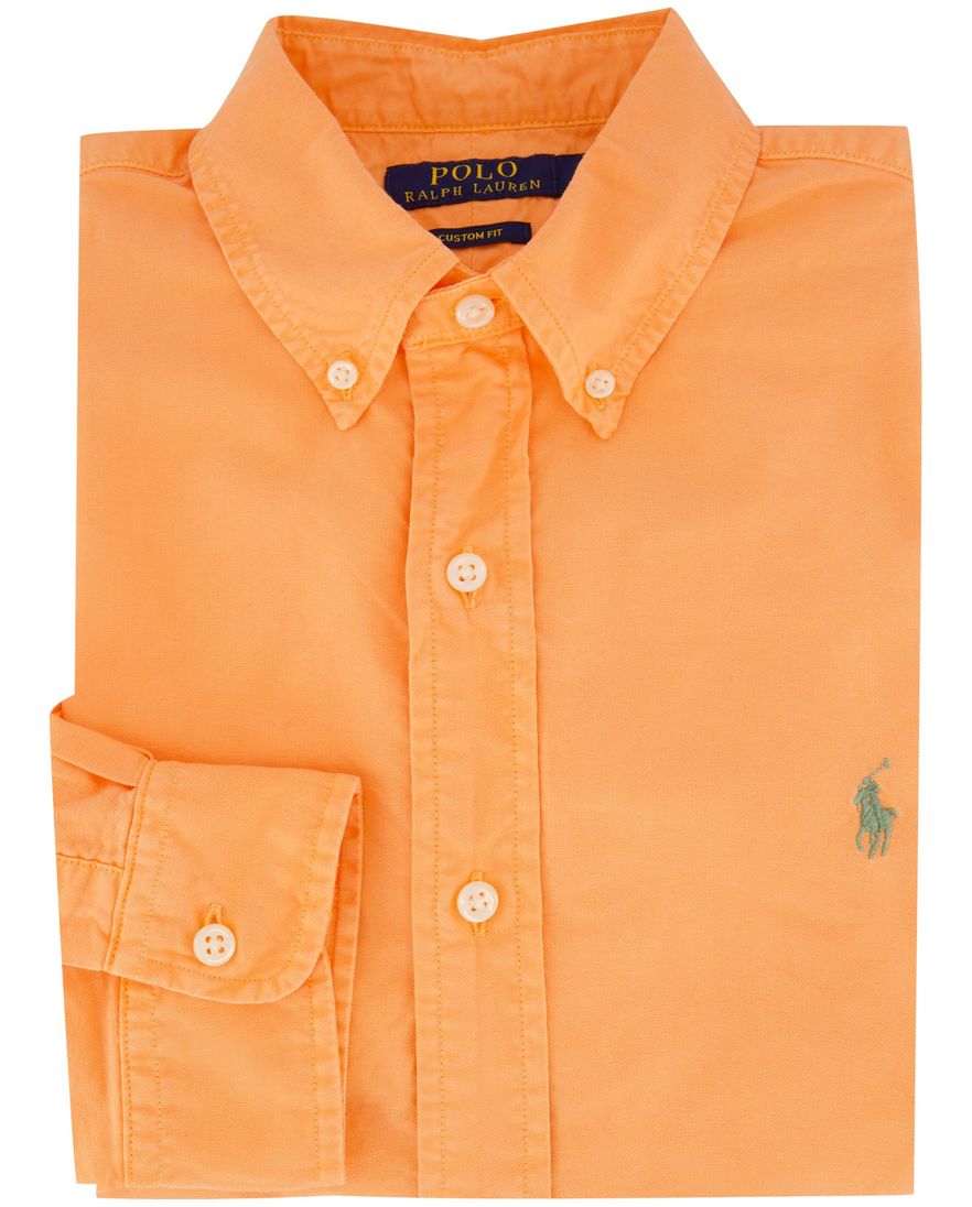 Overhemd Polo Ralph Lauren Custom Fit oranje button-down boord