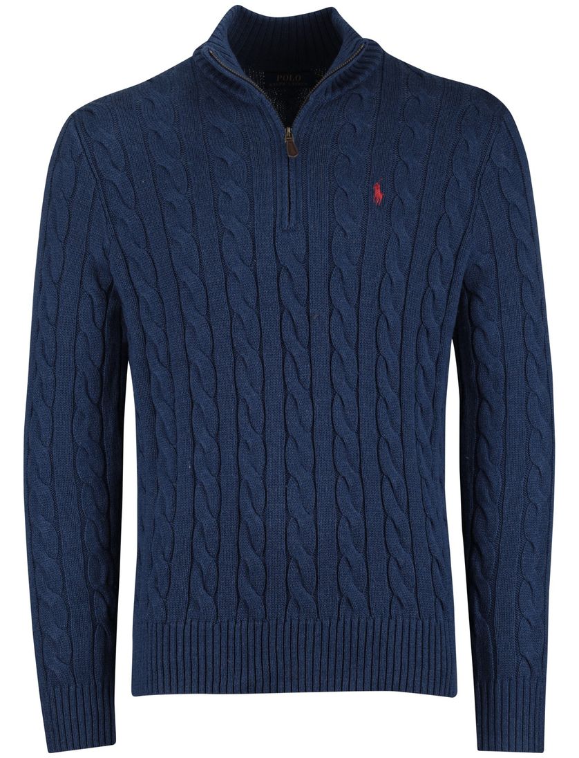 Polo Ralph Lauren trui blauw effen normale fit half zip