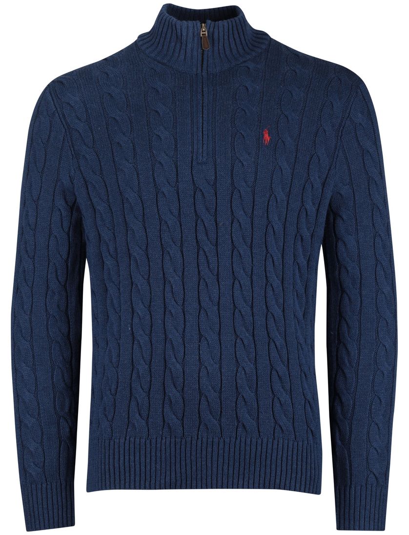 Polo Ralph Lauren trui blauw effen normale fit half zip