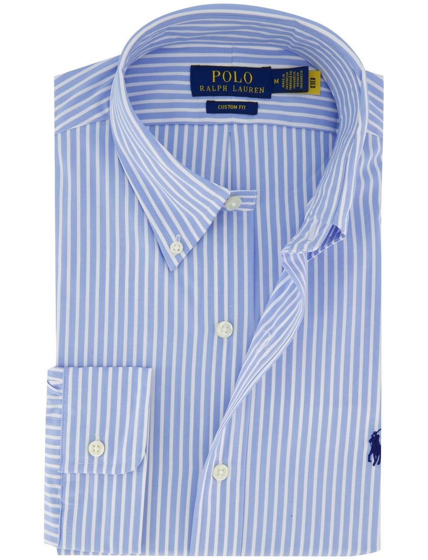 Blauw wit gestreept Polo Ralph Lauren overhemd button-down boord