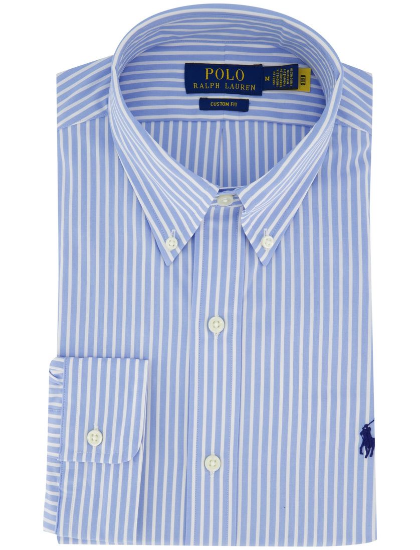 Blauw wit gestreept Polo Ralph Lauren overhemd button-down boord