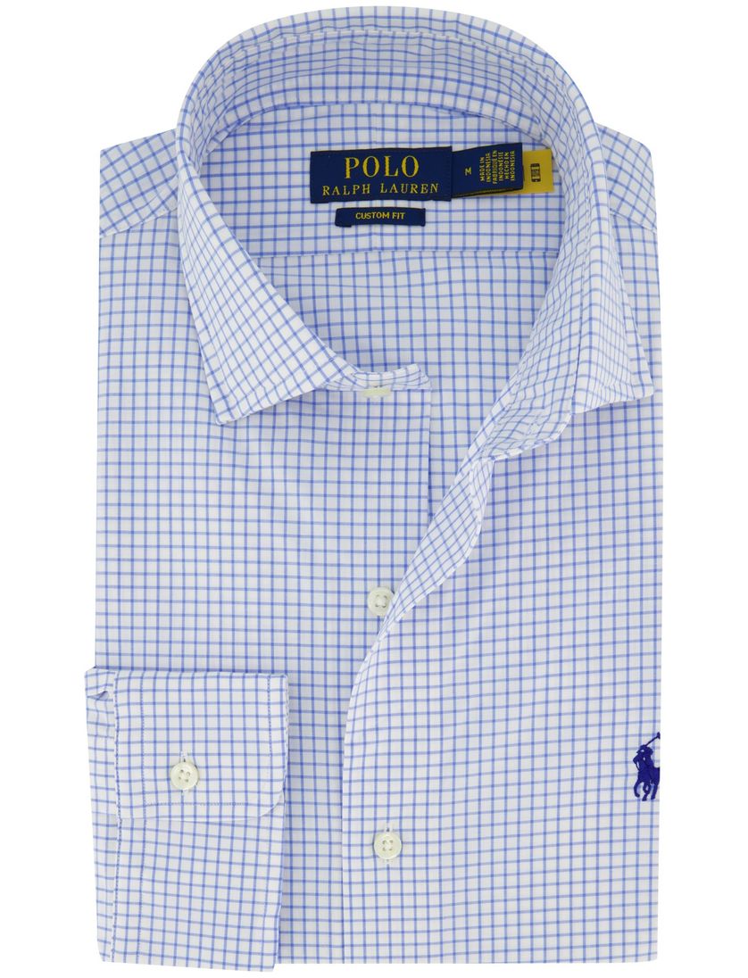 Overhemd Polo Ralph Lauren Custom Fit Blauw wit geruit katoen