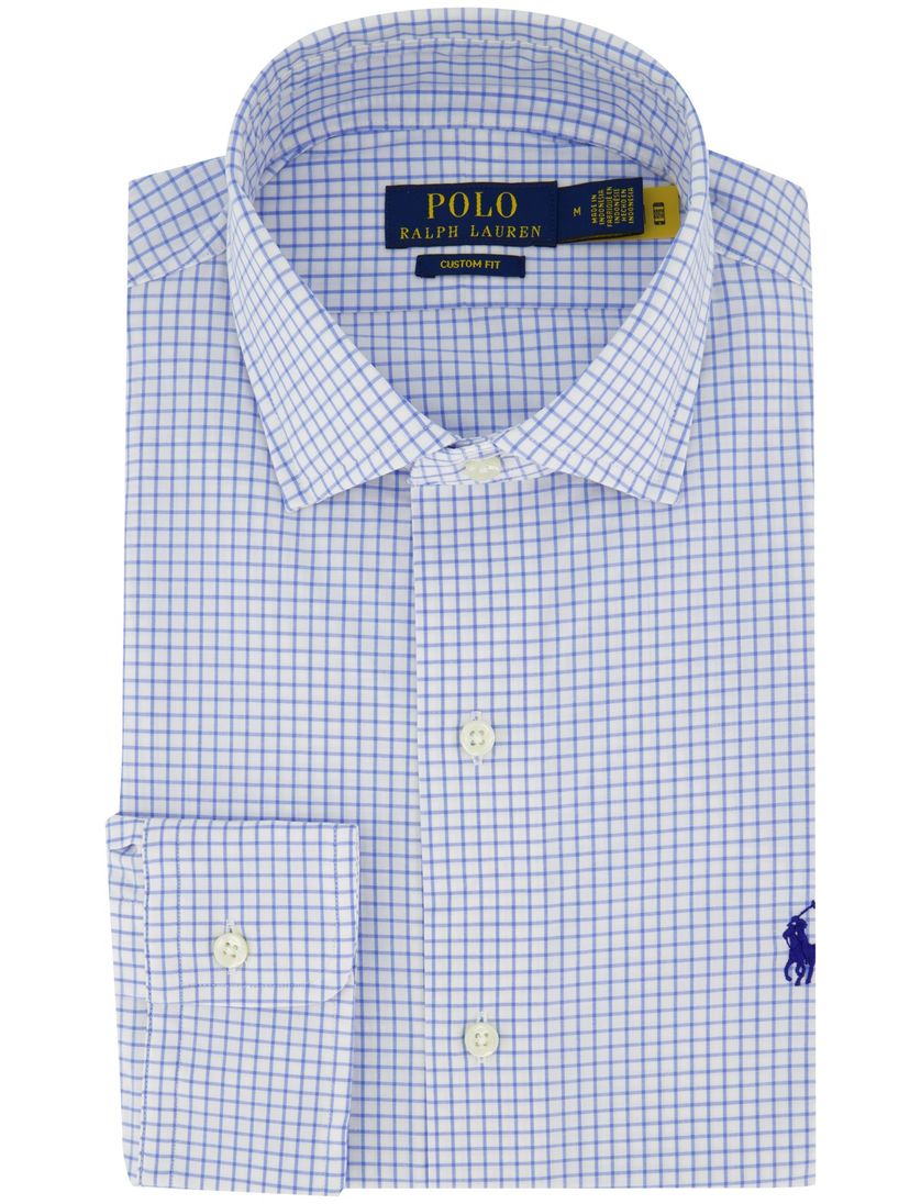 Overhemd Polo Ralph Lauren Custom Fit Blauw wit geruit katoen