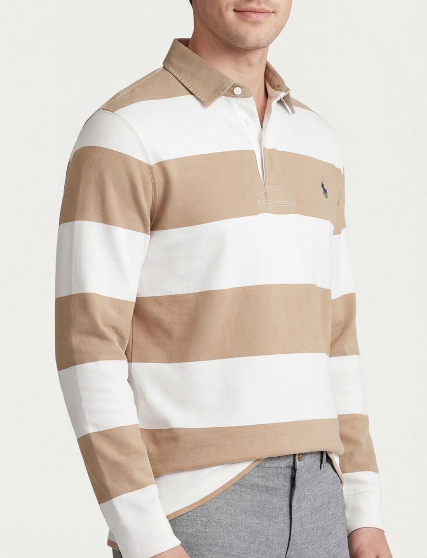 Polo Ralph Lauren poloshirt wit bruin gestreept katoen