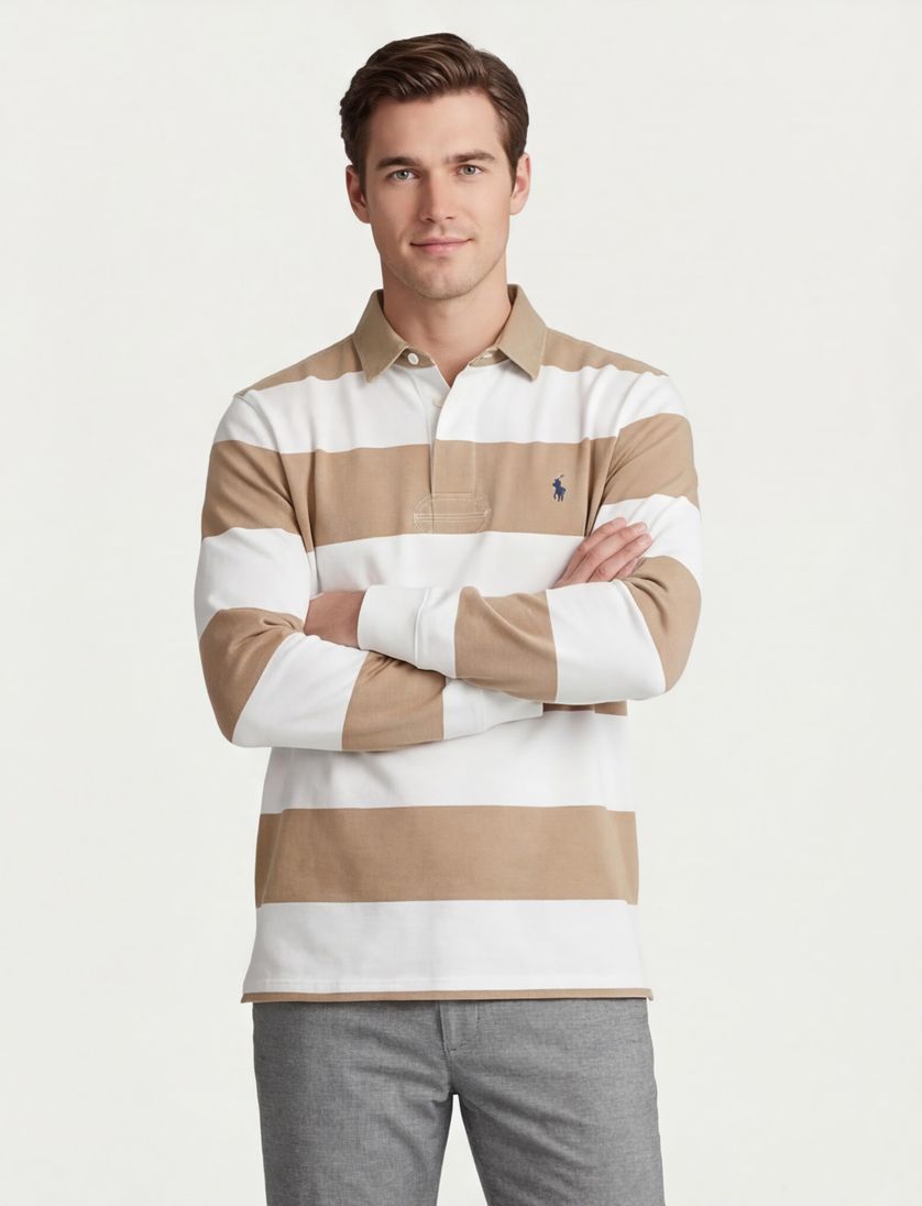 Polo Ralph Lauren poloshirt wit bruin gestreept katoen