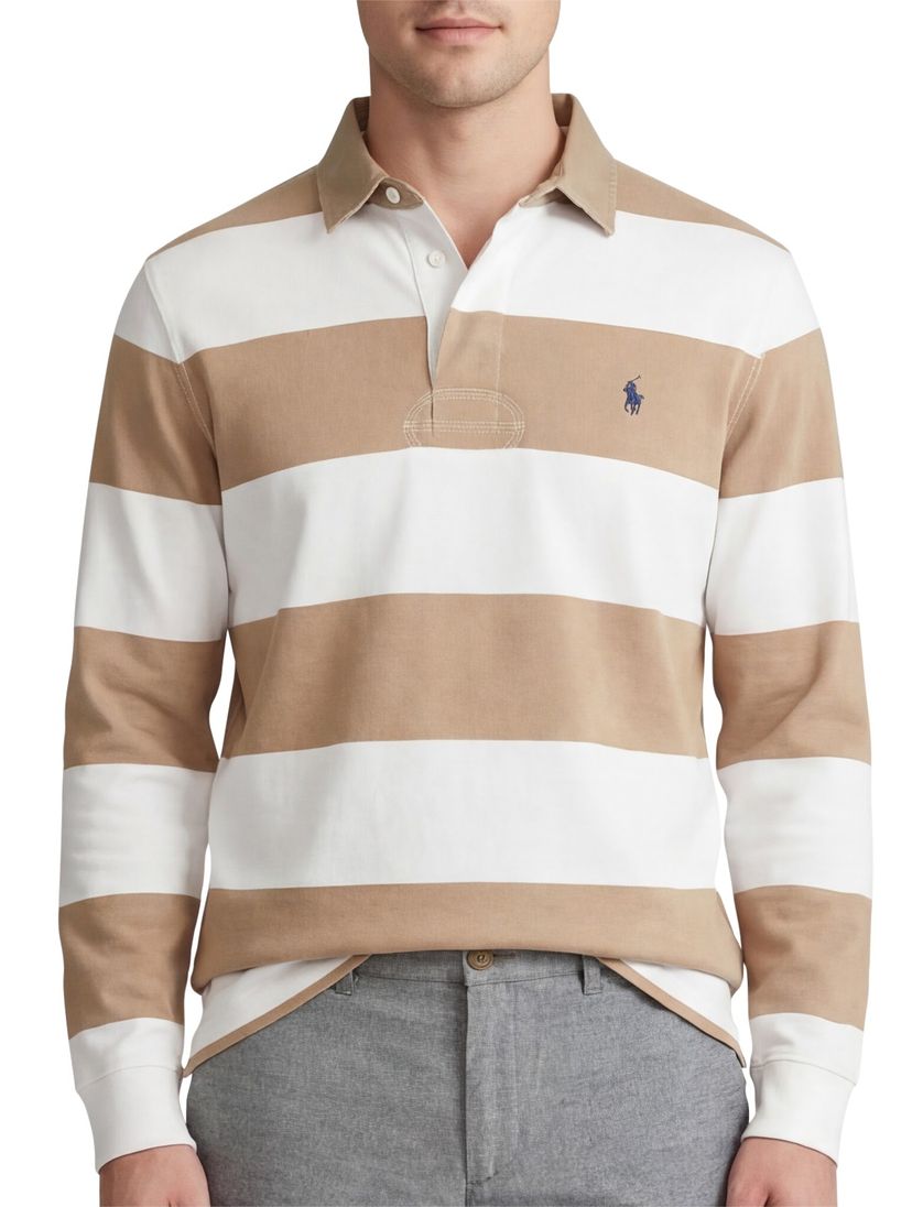 Polo Ralph Lauren poloshirt wit bruin gestreept katoen