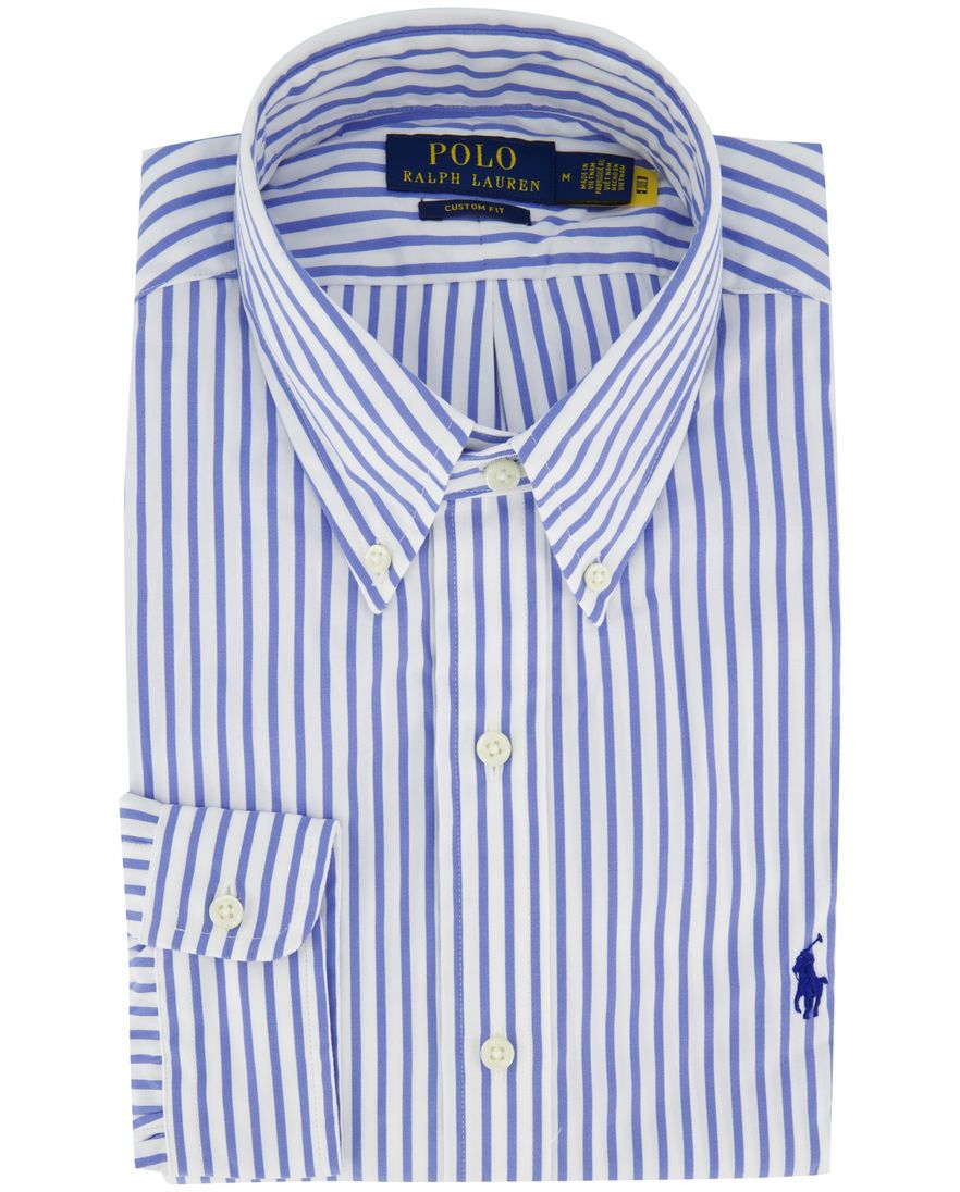 Overhemd Polo Ralph Lauren Custom Fit wit blauw gestreept katoen